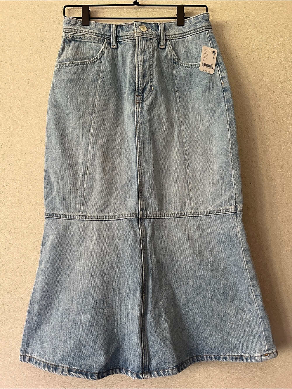 WE THE FREE Midas Light Wash Denim Midi Skirt